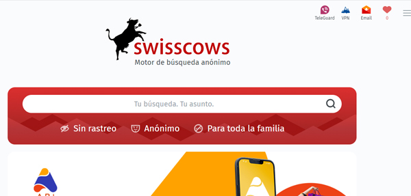 Buscadores Swisscows, buscador con VPN